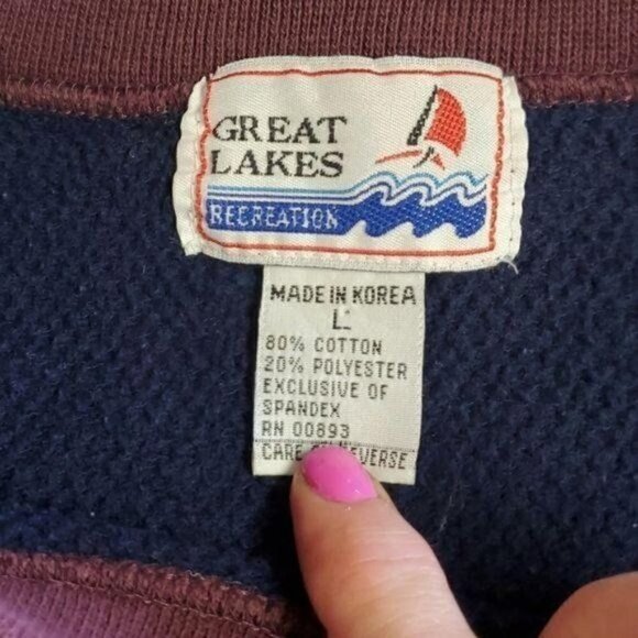 Great Lakes Vintage Sz. L Blue Embroidered Golf Long Sleeve Sweatshirt - Picture 3 of 8